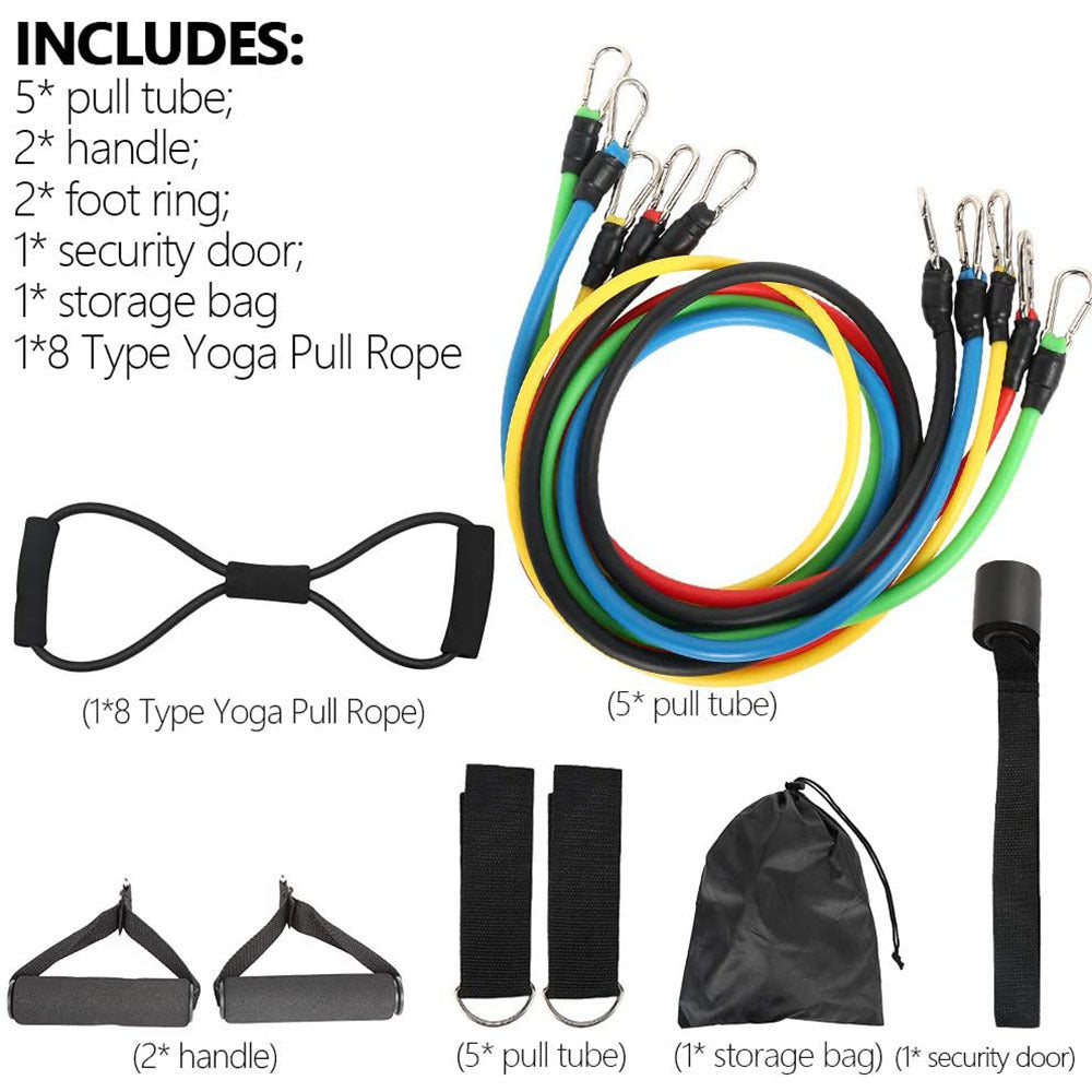 Velora 11-Piece Rally Resistance Band Set - Latex Fitness Tubes